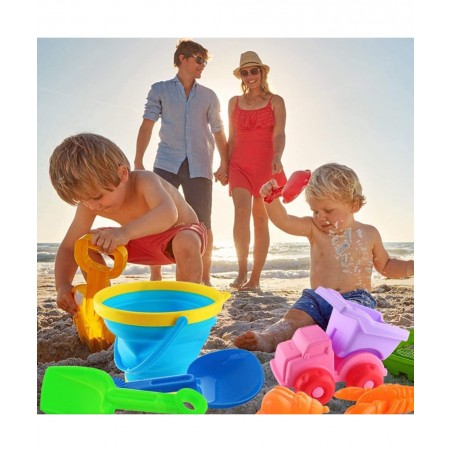 Beach Toys Set Foldable Beach Bucket Collapsible Seach Toys with Truck Sand Molds Beach Pails for Toddlers Indoor Outdoor $29...