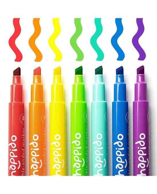Happido Double-Ended Markers 24 Colors - Non-Toxic Brightly Colored Markers for Kids Coloring Drawing Crafts and More Comes w...