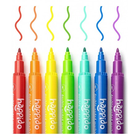 Happido Double-Ended Markers 24 Colors - Non-Toxic Brightly Colored Markers for Kids Coloring Drawing Crafts and More Comes w...