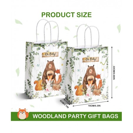 16 Pieces Woodland Baby Shower Party Bags Bear Themed Decorations Woodland Gift Bags Woodland Animals Goodie Bags Candy Treat...