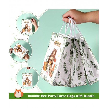 16 Pieces Woodland Baby Shower Party Bags Bear Themed Decorations Woodland Gift Bags Woodland Animals Goodie Bags Candy Treat...