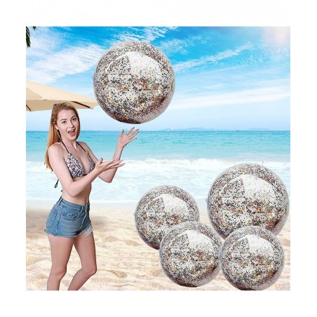 Beach Ball Jumbo Pool Games Ball Giant Glitter Inflatable Clear Beach Ball Water Play Toys Balls Beach Party Decorations Summ...