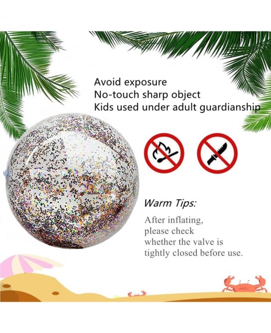 Beach Ball Jumbo Pool Games Ball Giant Glitter Inflatable Clear Beach Ball Water Play Toys Balls Beach Party Decorations Summ...