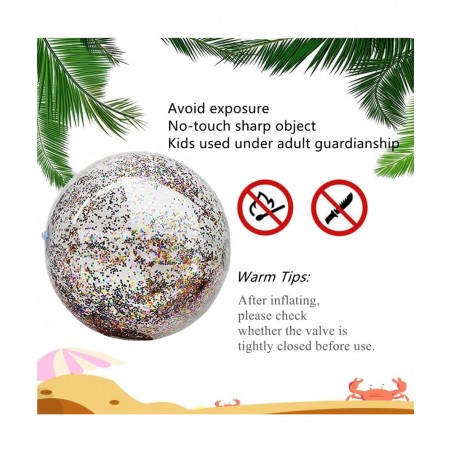 Beach Ball Jumbo Pool Games Ball Giant Glitter Inflatable Clear Beach Ball Water Play Toys Balls Beach Party Decorations Summ...