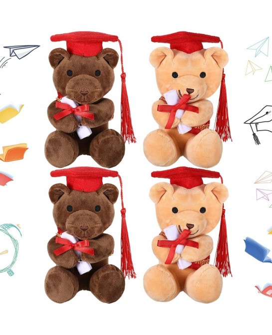4 Pieces Graduation Bear Class of 2022 Graduation Bear Graduation Plush Bear with Cap Bear Graduation Gift Stuffed Graduation...