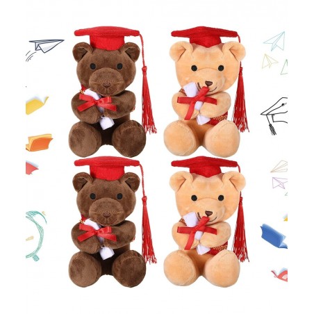 4 Pieces Graduation Bear Class of 2022 Graduation Bear Graduation Plush Bear with Cap Bear Graduation Gift Stuffed Graduation...