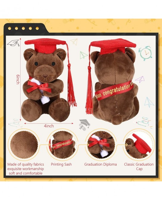 4 Pieces Graduation Bear Class of 2022 Graduation Bear Graduation Plush Bear with Cap Bear Graduation Gift Stuffed Graduation...