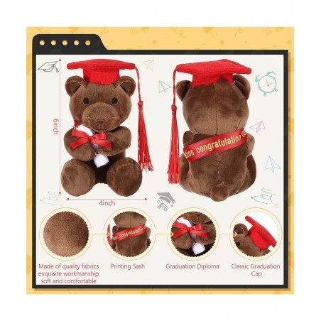 4 Pieces Graduation Bear Class of 2022 Graduation Bear Graduation Plush Bear with Cap Bear Graduation Gift Stuffed Graduation...