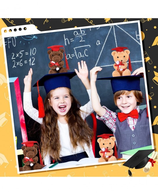 4 Pieces Graduation Bear Class of 2022 Graduation Bear Graduation Plush Bear with Cap Bear Graduation Gift Stuffed Graduation...