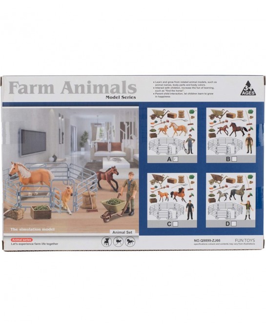 Farmer and Horses with Fence Children's Toy Figurine 9 Piece Playset $32.87 Play Figure Playsets