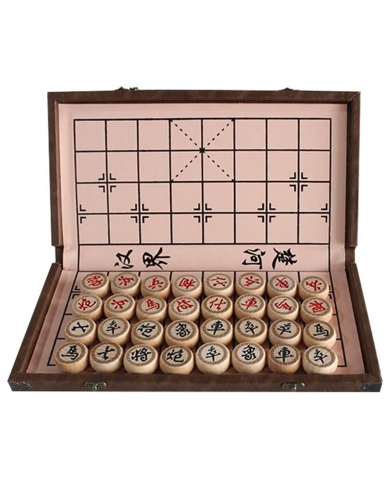 15 inch Chinese Chess Set with PU Leather Foldable Board Xiangqi Portable Chinese Chess Game Set Strategy Xiang Qi Board Game...
