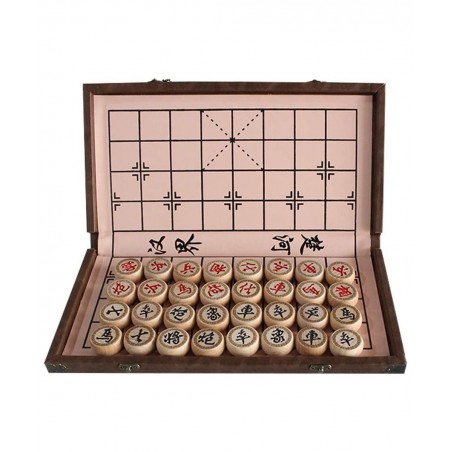 15 inch Chinese Chess Set with PU Leather Foldable Board Xiangqi Portable Chinese Chess Game Set Strategy Xiang Qi Board Game...