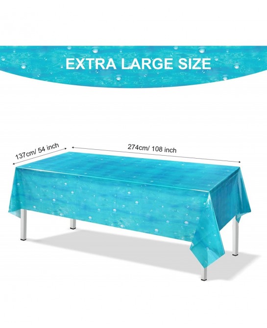 3 Pcs Underwater Bubbles Table Cover Ocean Waves Tablecloth Bubble Water Print Plastic Table Cover for Ocean Under The Sea Be...