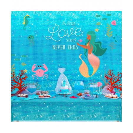 3 Pcs Underwater Bubbles Table Cover Ocean Waves Tablecloth Bubble Water Print Plastic Table Cover for Ocean Under The Sea Be...