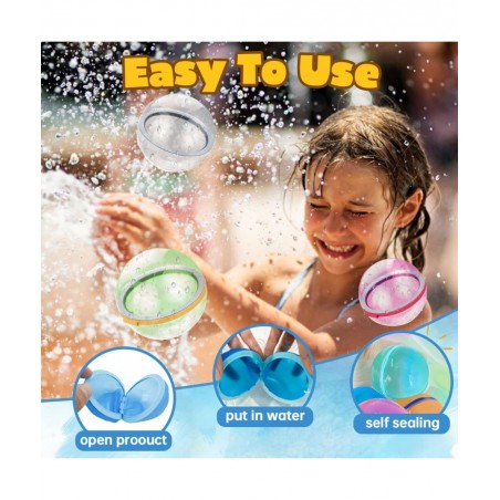 Reusable Water Balloons Happy Water Bombs Silicone Magnetic Refillable Quick Fill Self Sealing Water Balloons Splash Balls fo...
