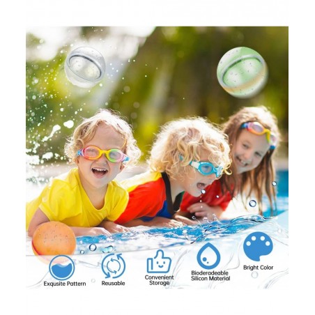 Reusable Water Balloons Happy Water Bombs Silicone Magnetic Refillable Quick Fill Self Sealing Water Balloons Splash Balls fo...