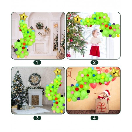 Christmas Balloons Tree Lime Green Balloon Garland Arch Kit Fruit Light Green Latex Balloons Star Foil Balloons for Birthday ...