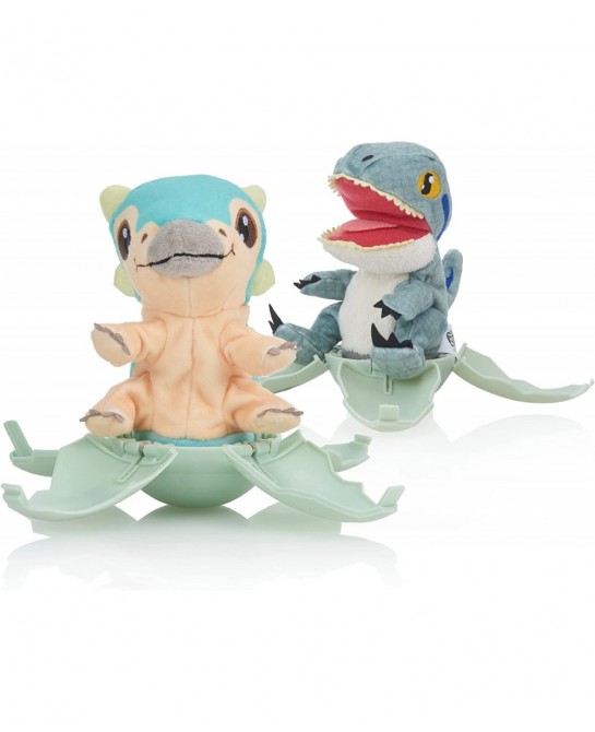 Jurassic World Drop 'n Pop Dino - Blue Velociraptor | Dinosaur Egg with Pop-up Plush Toy | Official Dominion Merchandise Gift...