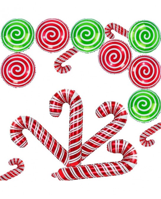 16 Pcs Christmas Candy Cane Foil Mylar Balloons Big Xmas Birthday Party Decoration Supplies Photo Backdrop Red And Green Swee...