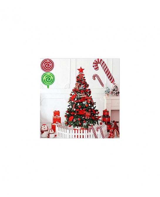 16 Pcs Christmas Candy Cane Foil Mylar Balloons Big Xmas Birthday Party Decoration Supplies Photo Backdrop Red And Green Swee...