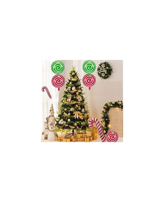 16 Pcs Christmas Candy Cane Foil Mylar Balloons Big Xmas Birthday Party Decoration Supplies Photo Backdrop Red And Green Swee...