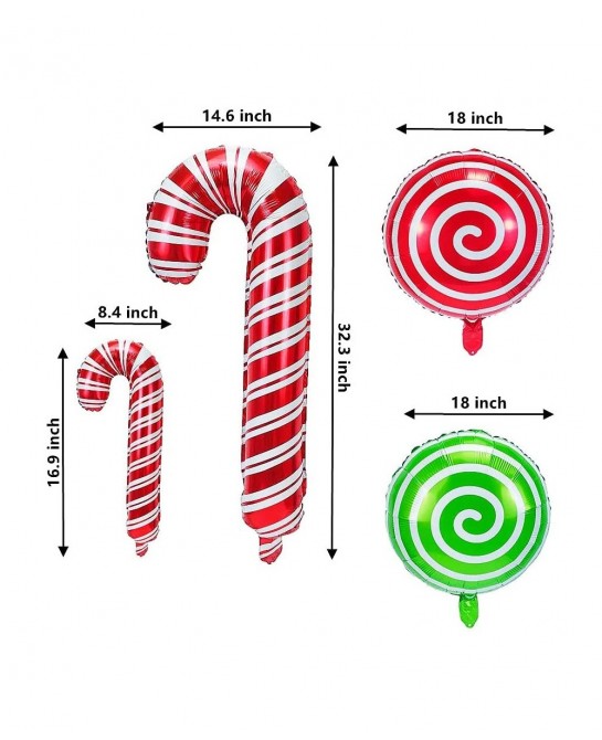 16 Pcs Christmas Candy Cane Foil Mylar Balloons Big Xmas Birthday Party Decoration Supplies Photo Backdrop Red And Green Swee...