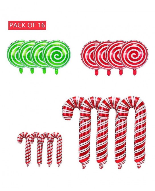 16 Pcs Christmas Candy Cane Foil Mylar Balloons Big Xmas Birthday Party Decoration Supplies Photo Backdrop Red And Green Swee...