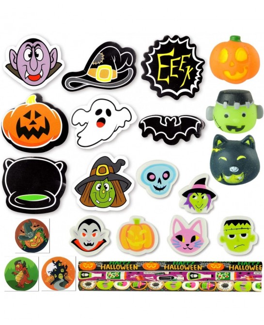 96 Pcs Halloween Assorted Stationery Toy Set 12 Packs Prefilled Treat Bags with Gift Tags Including Mochi Bouncy Balls Sticke...