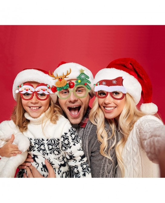 Christmas Glasses Frame and Headbands Set 12 PCS Glitter Party Glasses Frames And Cute Hair Hoop Christmas Decoration for Chr...