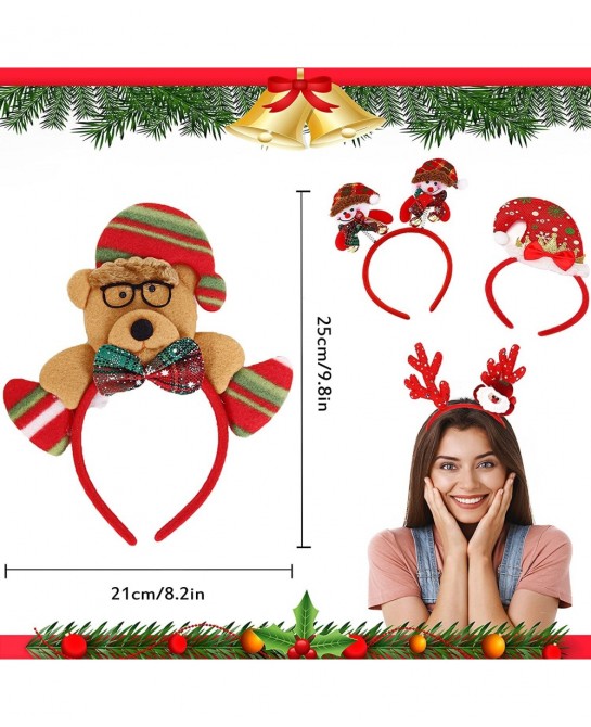 Christmas Glasses Frame and Headbands Set 12 PCS Glitter Party Glasses Frames And Cute Hair Hoop Christmas Decoration for Chr...