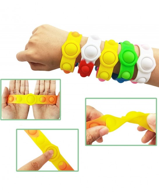 Pop Wristband Fidget Toys 5 Pack Fidget Bracelet Autism Sensory Toys Push Bubble Silicone Bracelet Toy for Kids and Adults An...